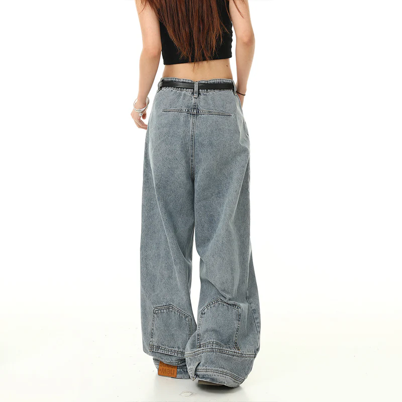 Y2K Retro Inverted Washed Baggy Jeans - Image 5