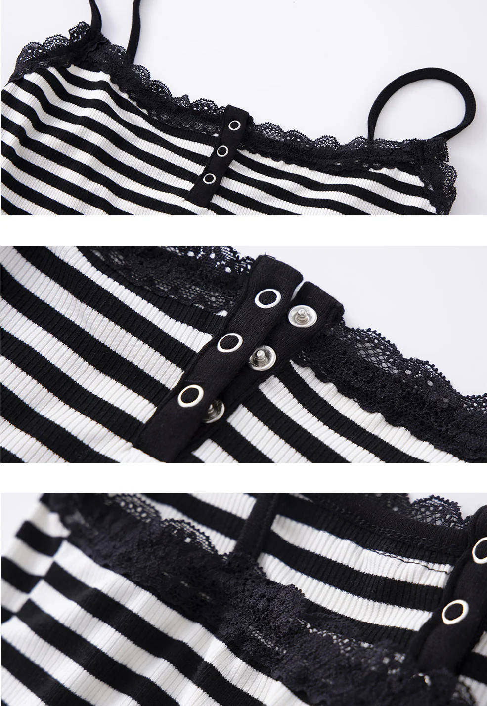 Y2K Retro Lace Striped Tank Top - Image 2