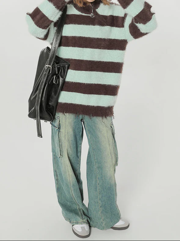 Y2K Retro Loose Striped Sweater - Image 5