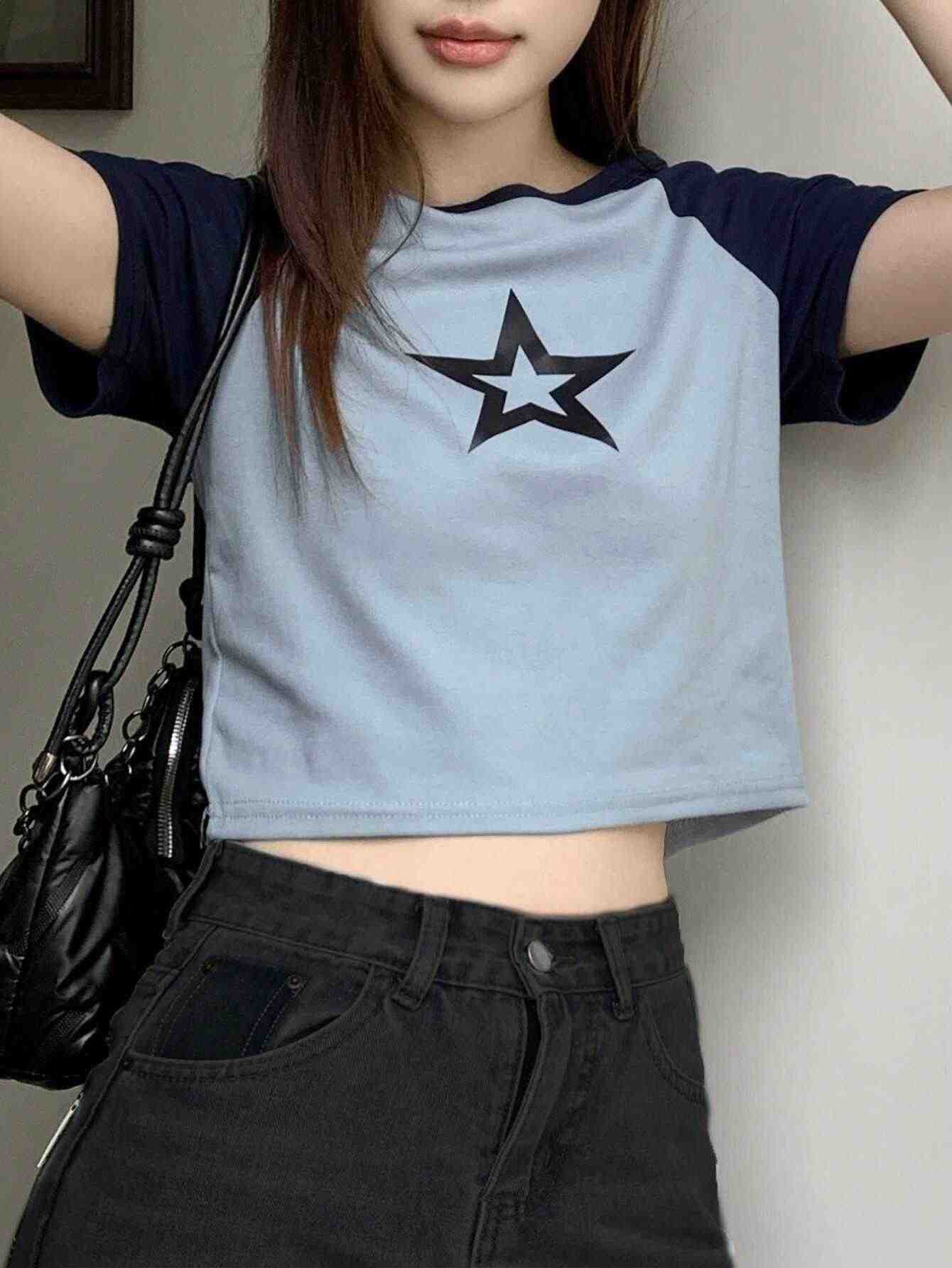 Y2K Retro Raglan Star T-shirt - Image 3