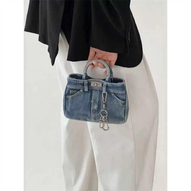 Y2K Retro Washed Denim Handbag - Image 4