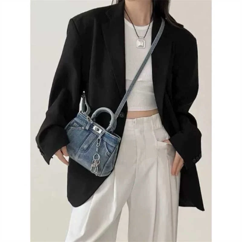 Y2K Retro Washed Denim Handbag - Image 5