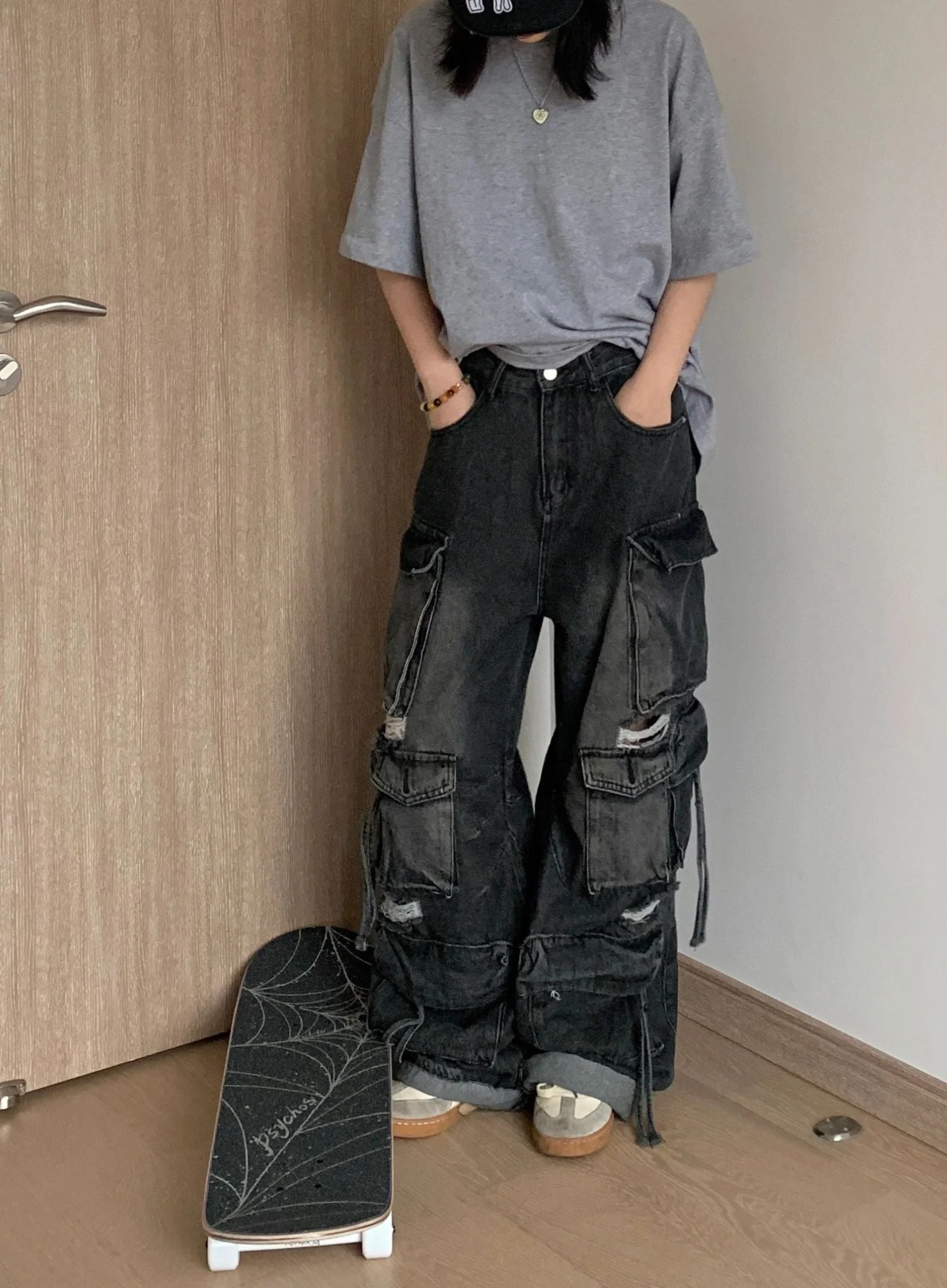 Y2K Ripped Wide-leg Grunge Jeans - Image 3