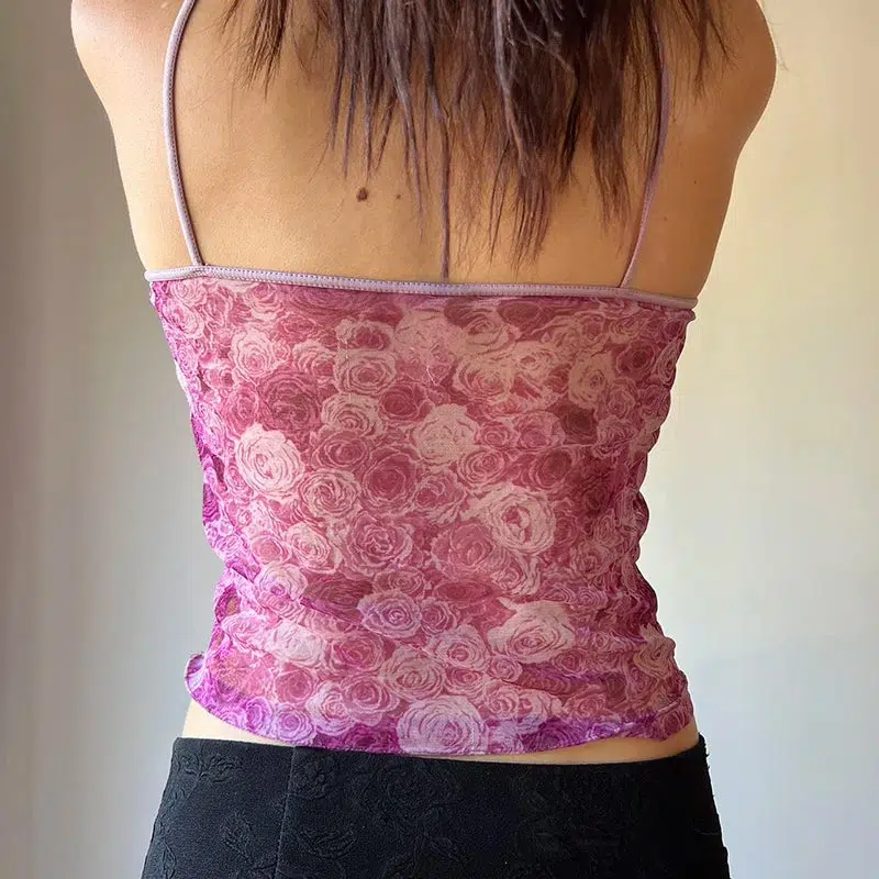 Y2K Rose Mesh Top - Image 2