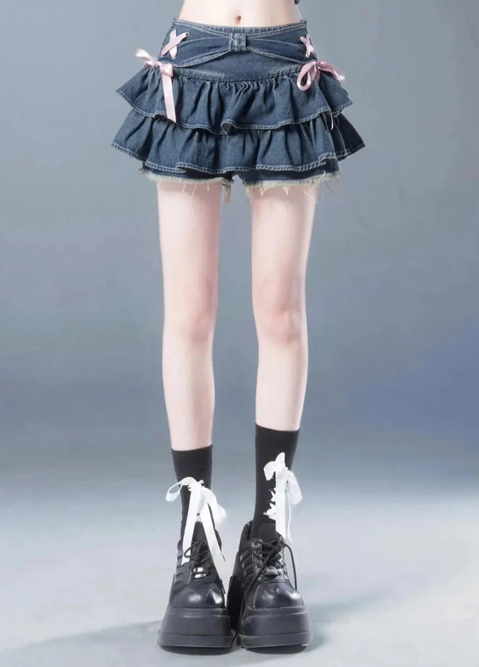 Y2K Ruffled Denim Mini Skirt - Image 3