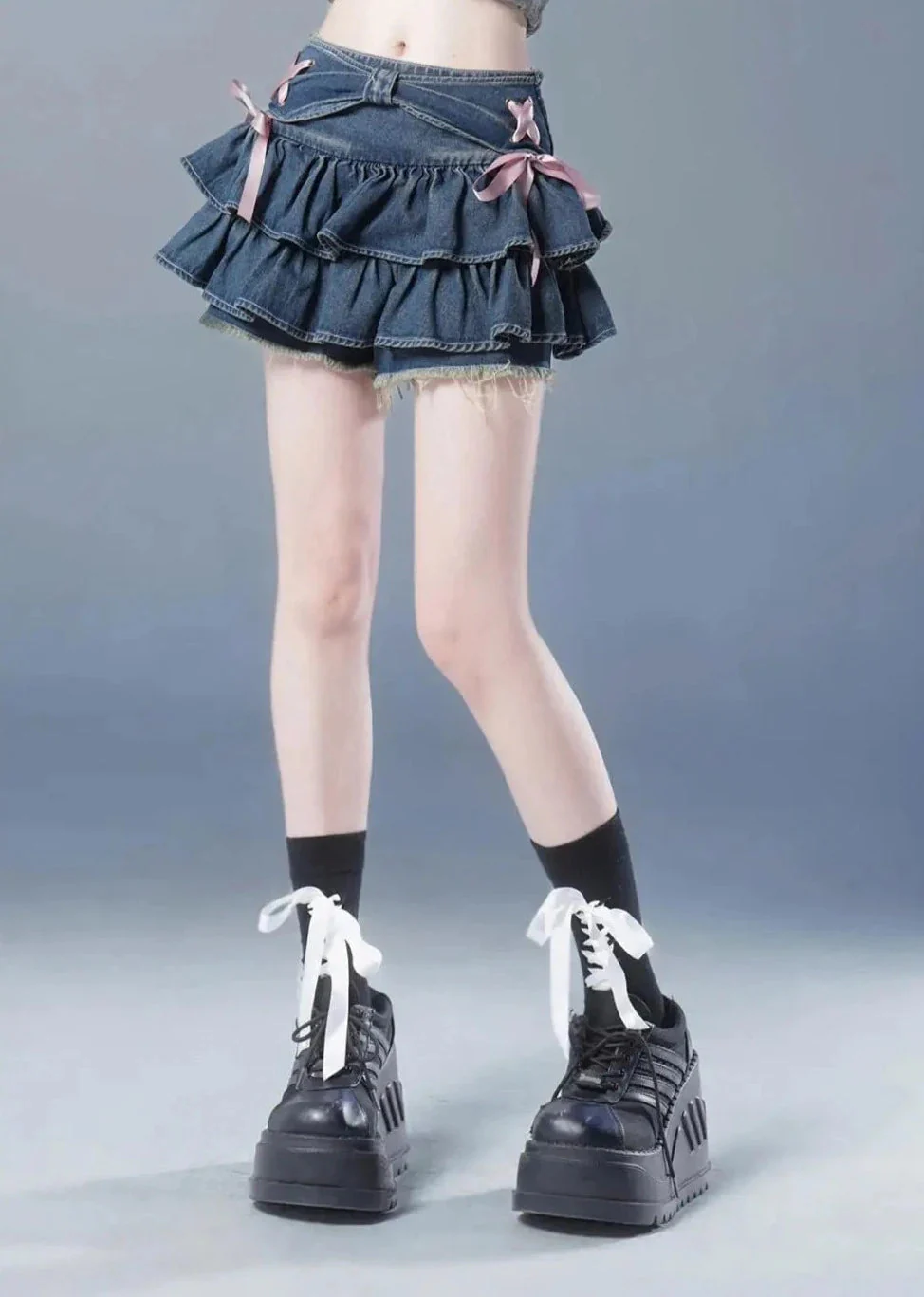 Y2K Ruffled Denim Mini Skirt - Image 4