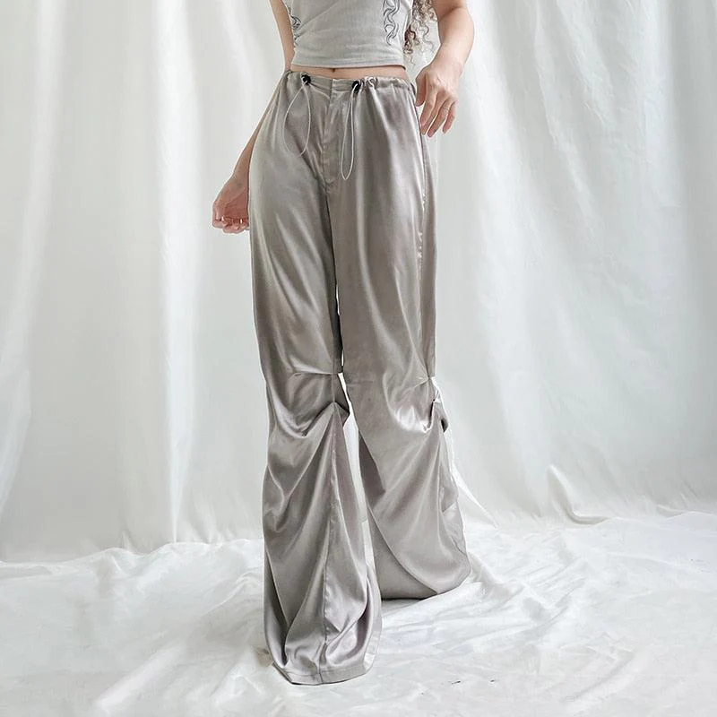 Y2K Satin Wide Leg Pants - Image 2