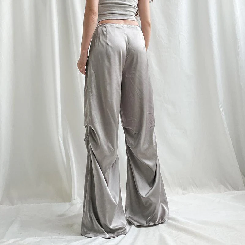Y2K Satin Wide Leg Pants - Image 4