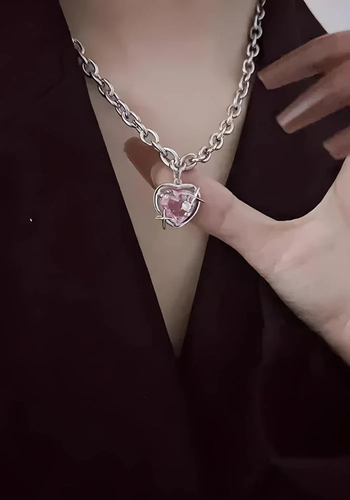 Y2K Shiny Heart Necklace - Image 2