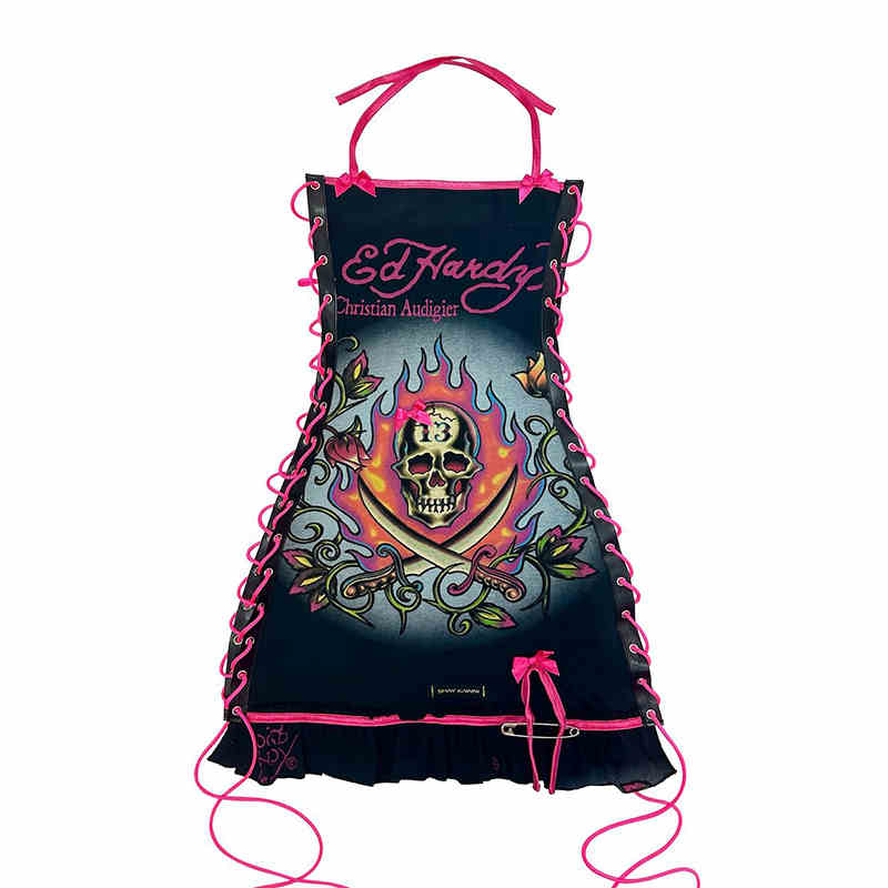 Y2K Skull Halter Neck Strap Dress - Image 2