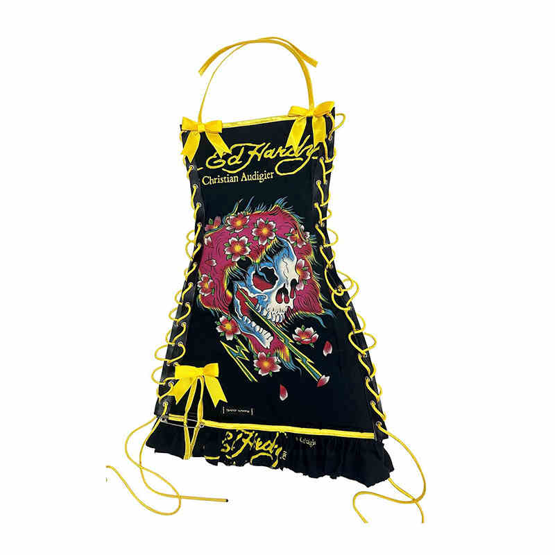 Y2K Skull Halter Neck Strap Dress - Image 3