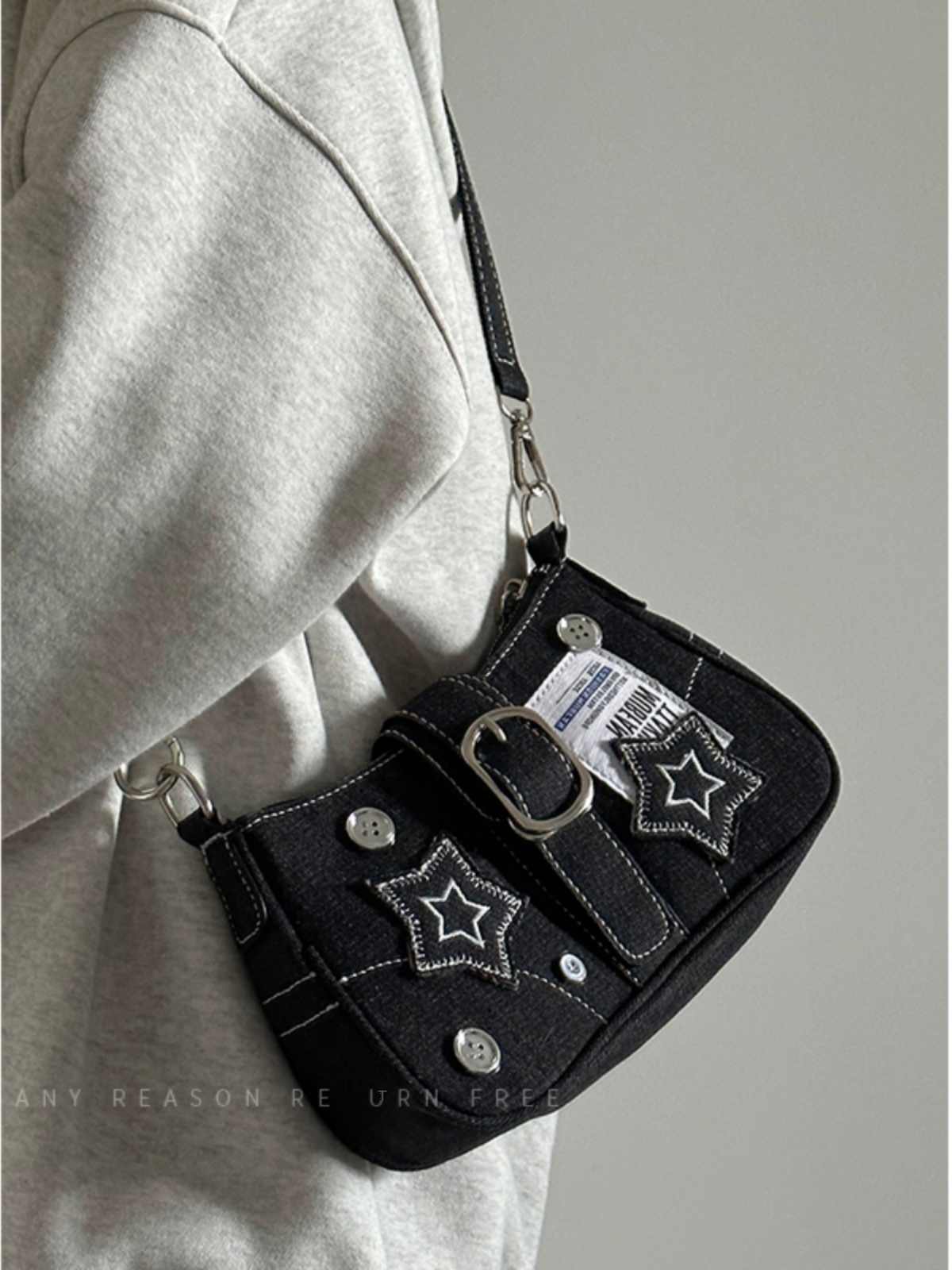 Y2K Star Denim Crossbody Bag - Image 2