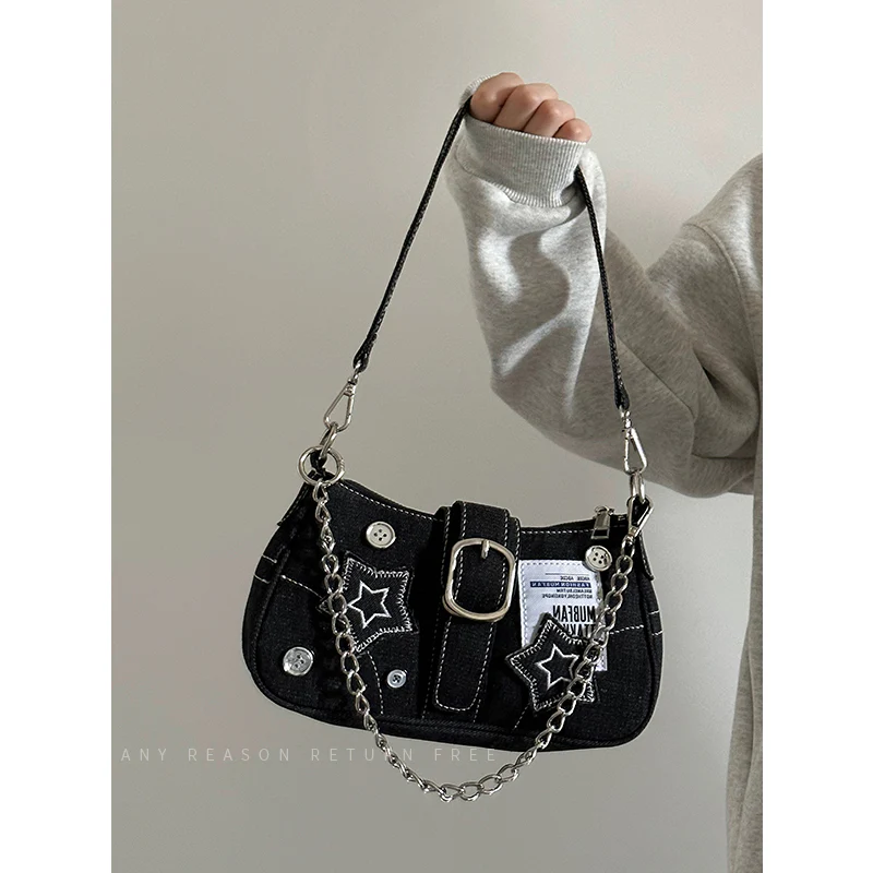 Y2K Star Denim Crossbody Bag - Image 4