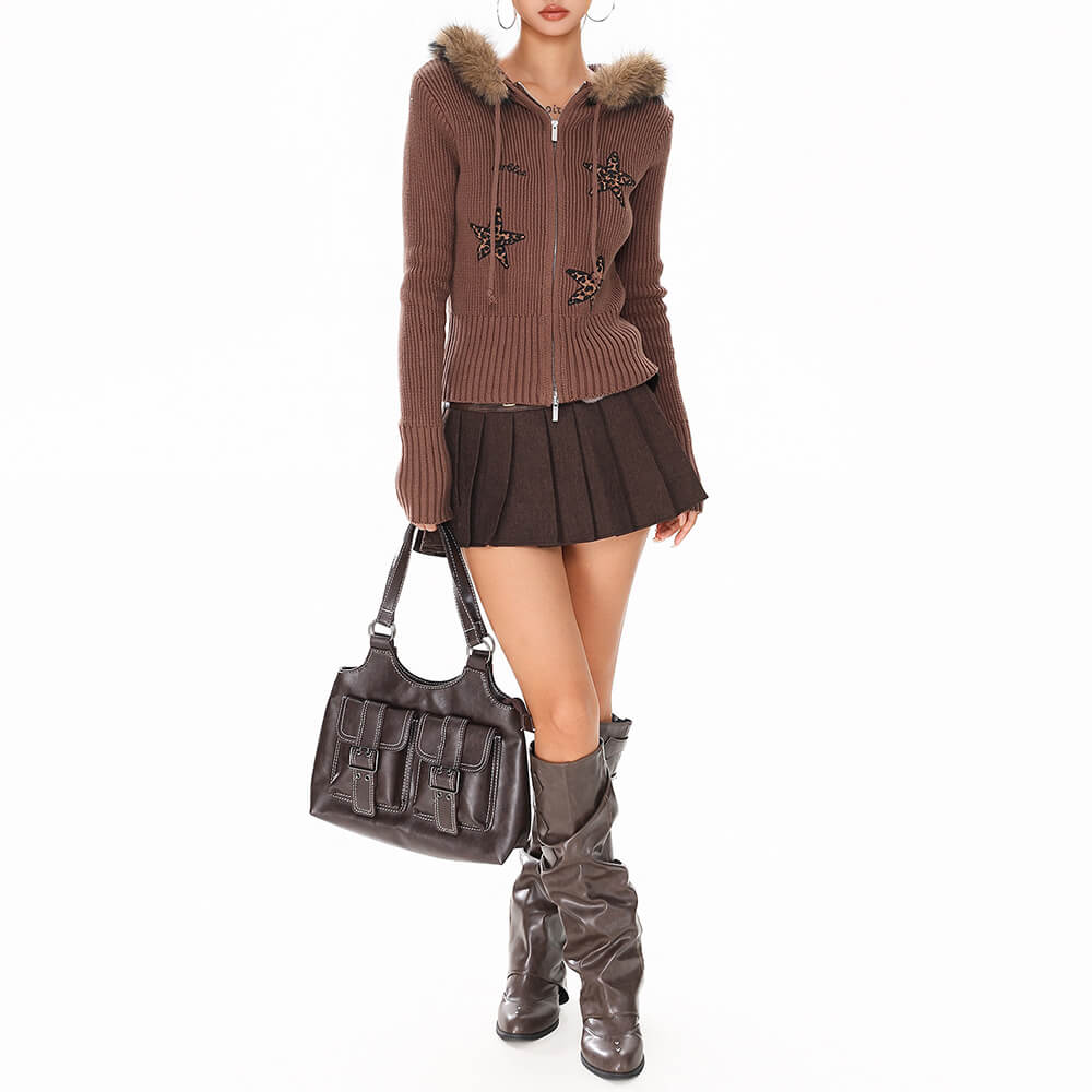 Y2K Star Fur Trim Zip Hoodie - Image 7