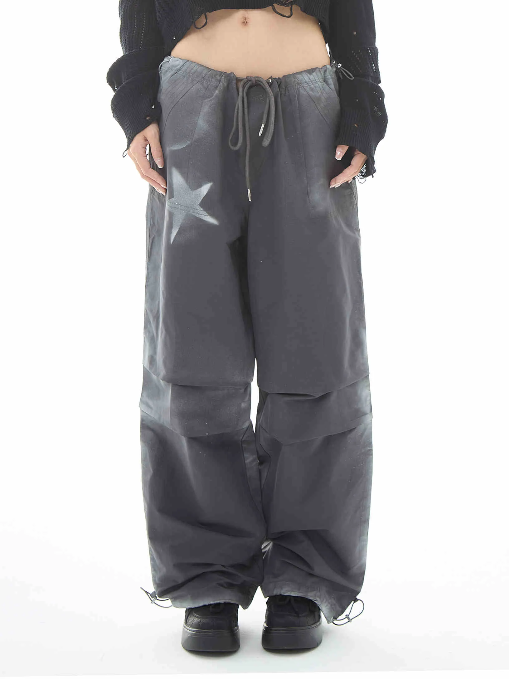 Y2K Star Girl Smudged Paratrooper Pants - Image 2