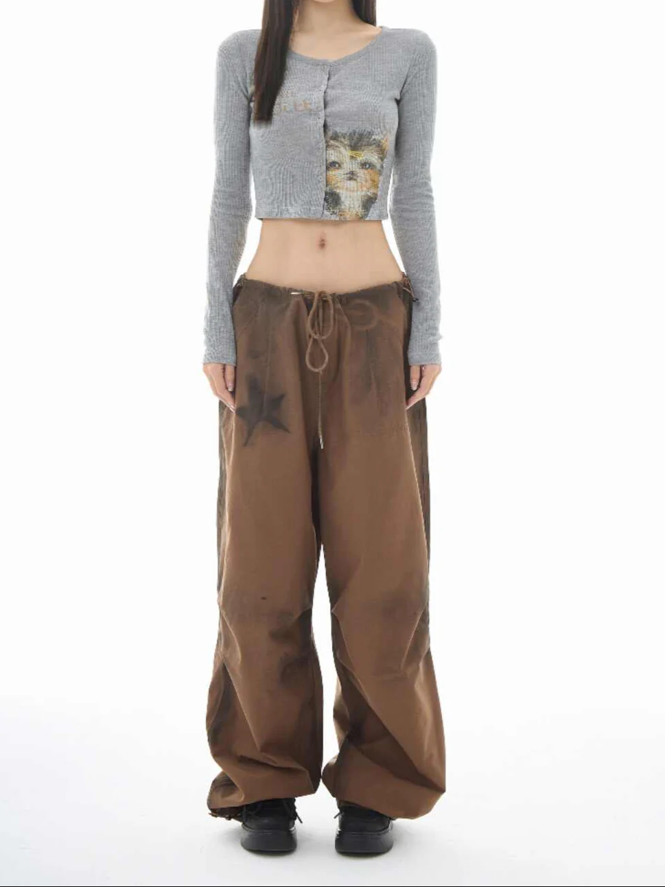 Y2K Star Girl Smudged Paratrooper Pants - Image 3