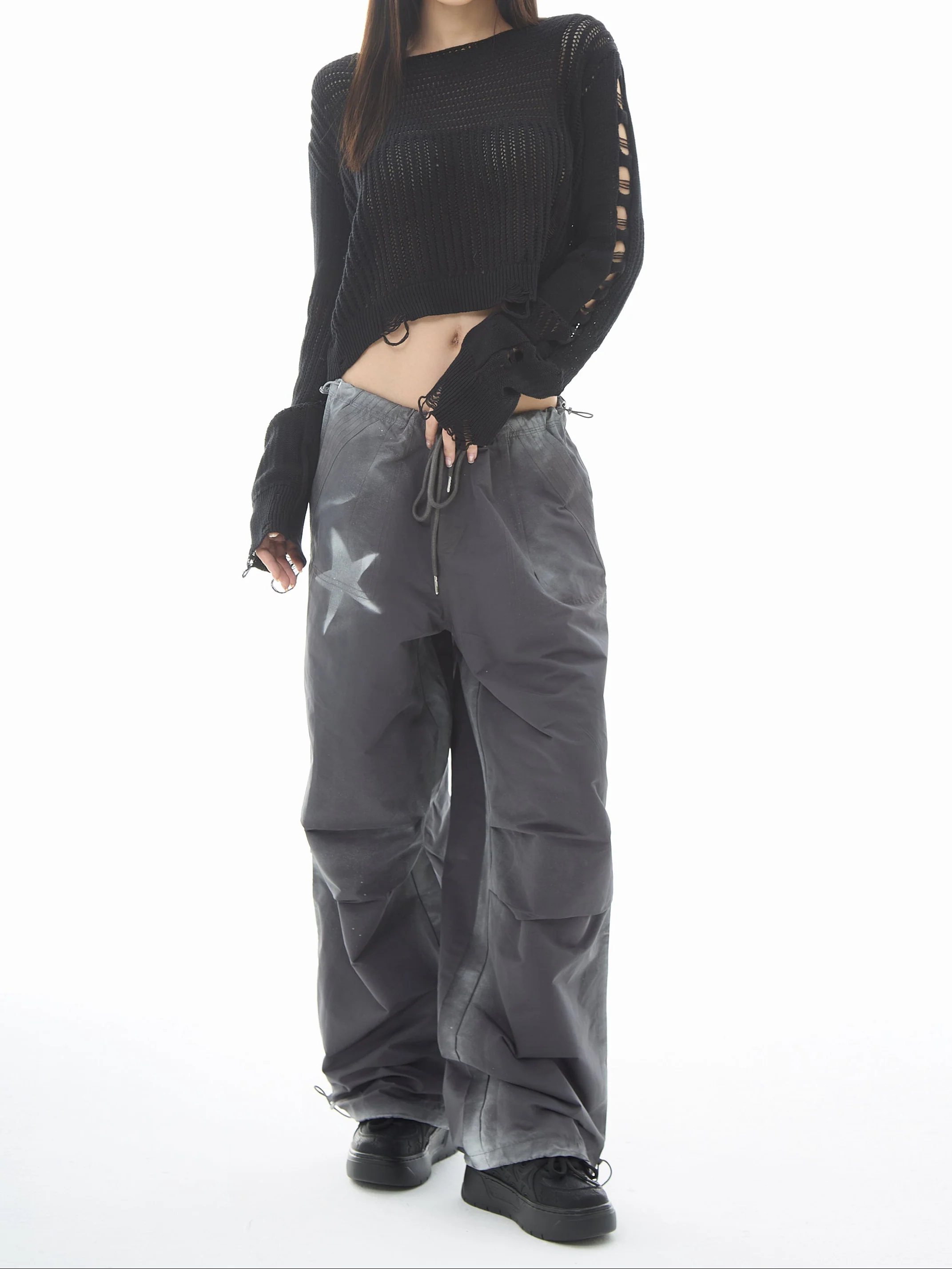 Y2K Star Girl Smudged Paratrooper Pants - Image 4