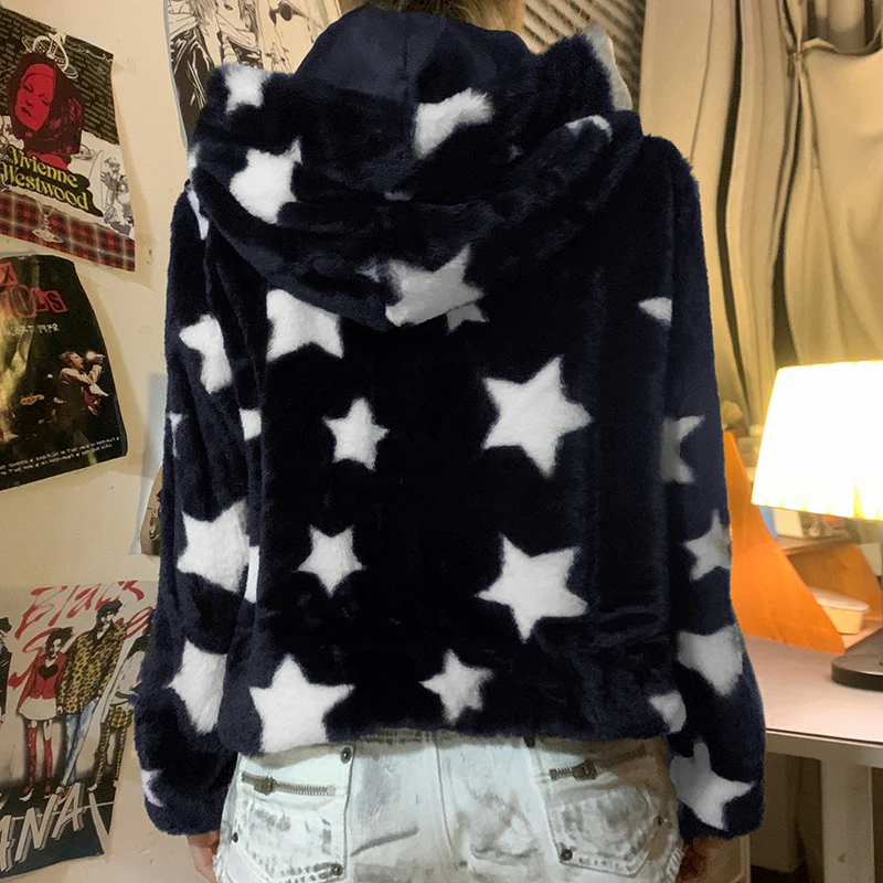 Y2K Star Harajuku Furry Jacket - Image 5