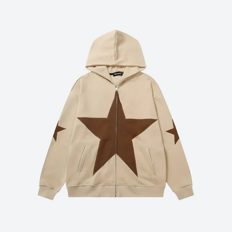 Y2K Star Patch Zip-Up Hoodie - Image 3