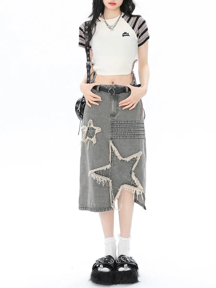 Y2K Star Patchwork Midi Skirt - Image 4