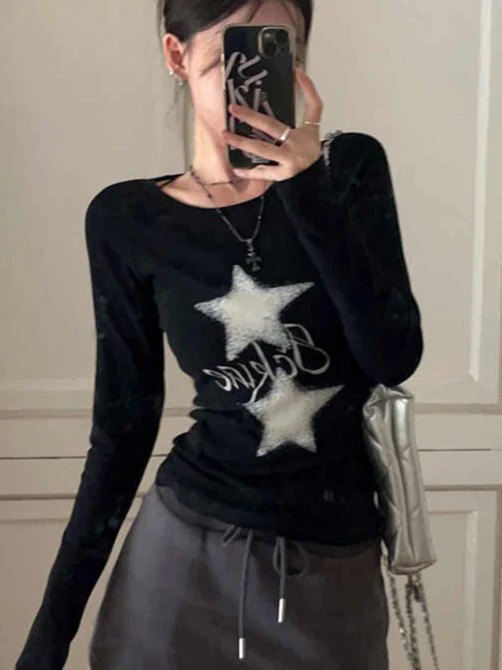 Y2K Star Retro Long-sleeved Top - Image 2