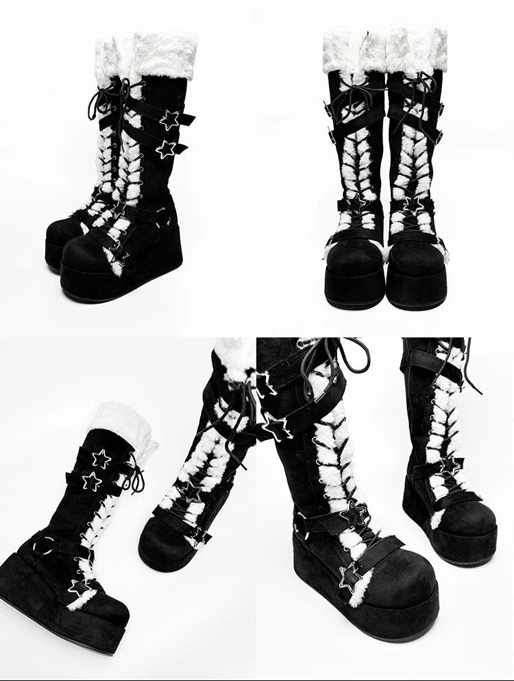 y2k stars fur winter boots - Image 3