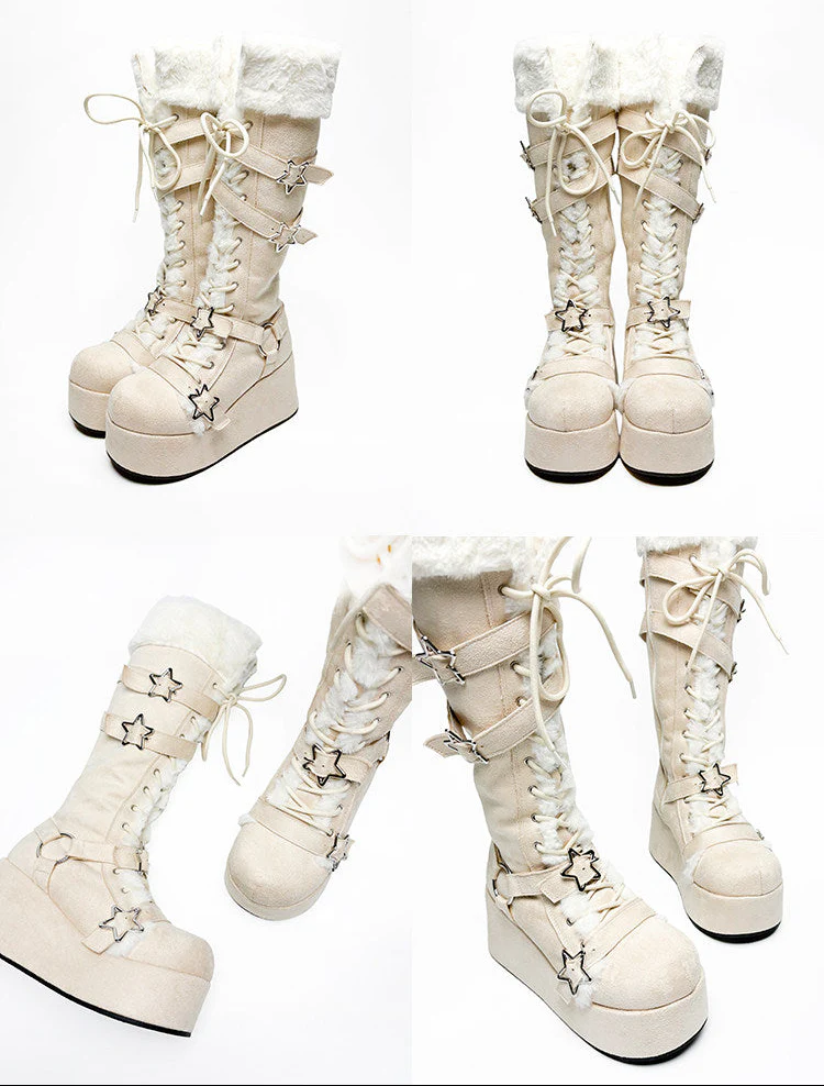 y2k stars fur winter boots - Image 5