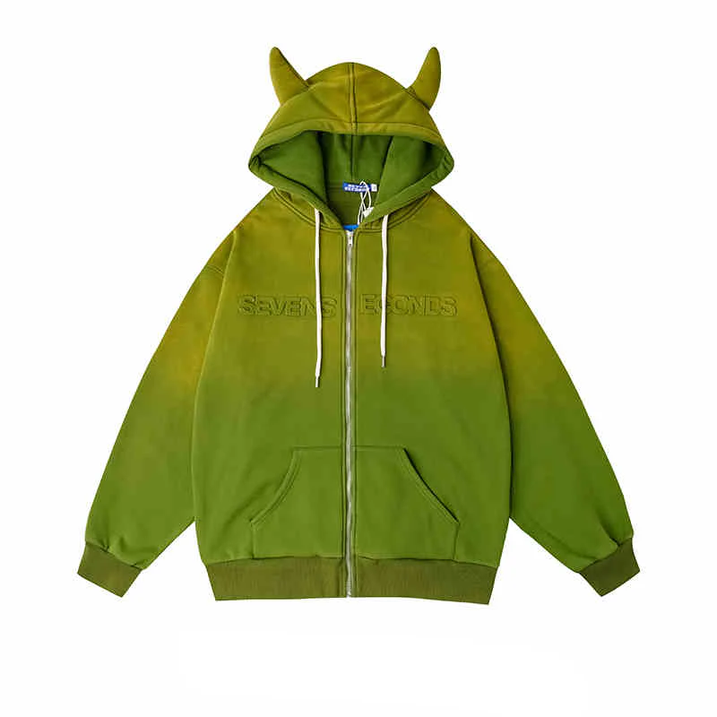 Y2K Street Horn Zip-up Hoodie Sweatshirt - Image 3