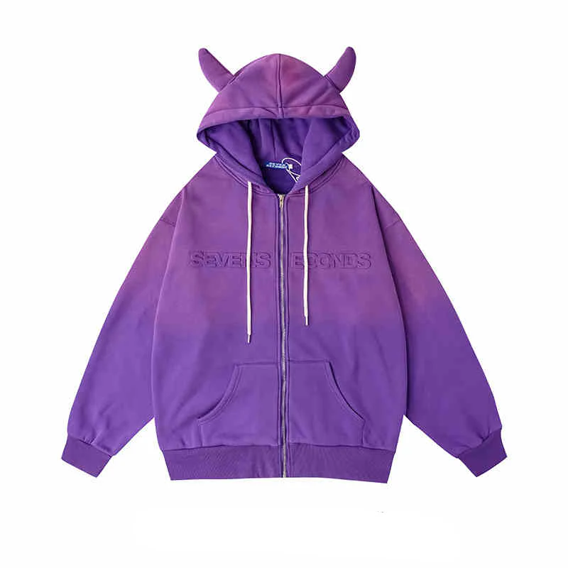 Y2K Street Horn Zip-up Hoodie Sweatshirt - Image 5