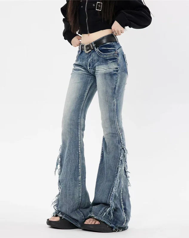Y2K Street Slim Raw Edge Jeans - Image 2