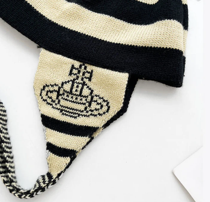 Y2K Striped Suede Knitted Hat - Image 3