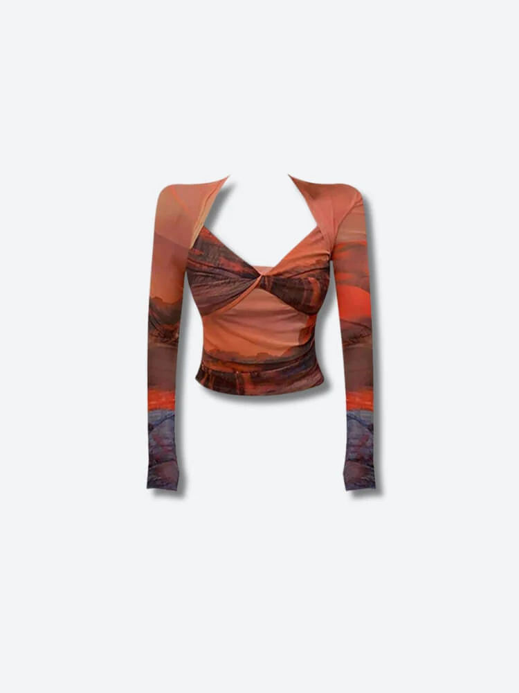 Y2K Sunset Mesh Top - Image 6