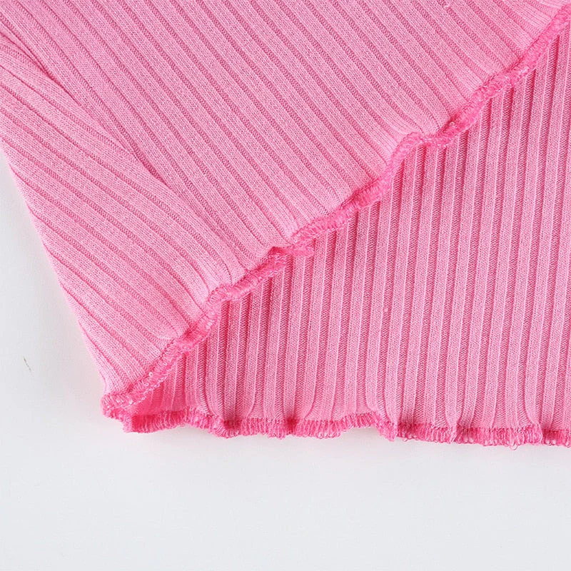 Y2K Tank Top Lace Rim Bubblegum Pink - Image 5