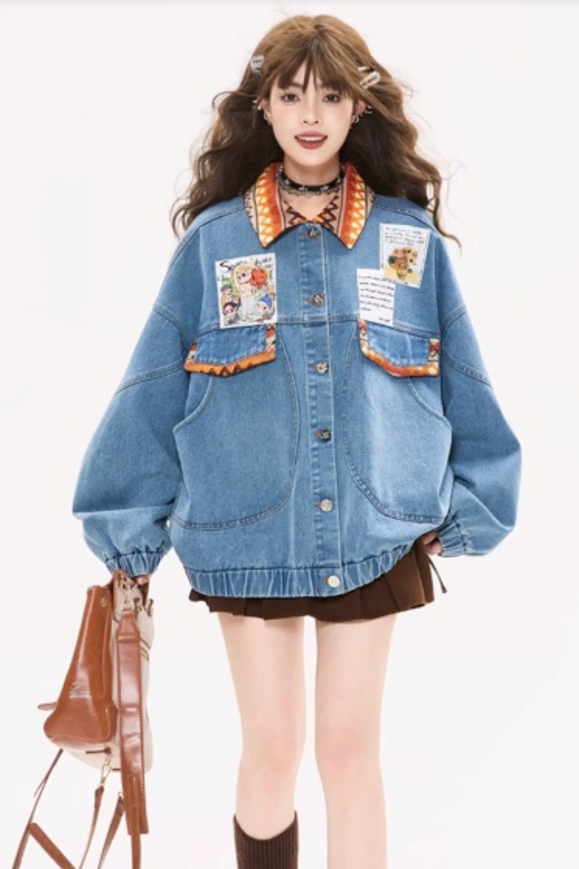 Back Ribbon Loose Denim Jacket - Image 4