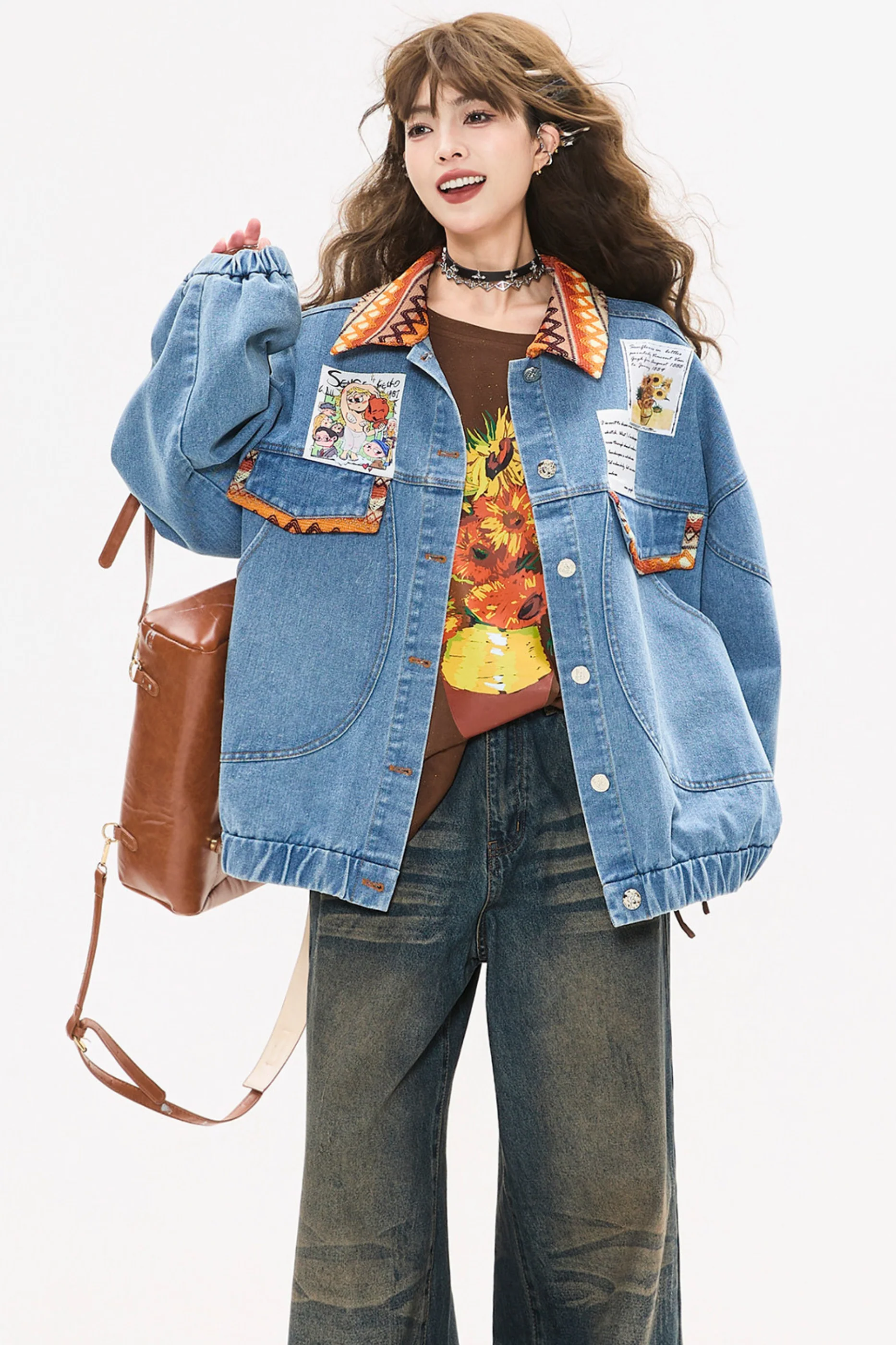 Back Ribbon Loose Denim Jacket - Image 9