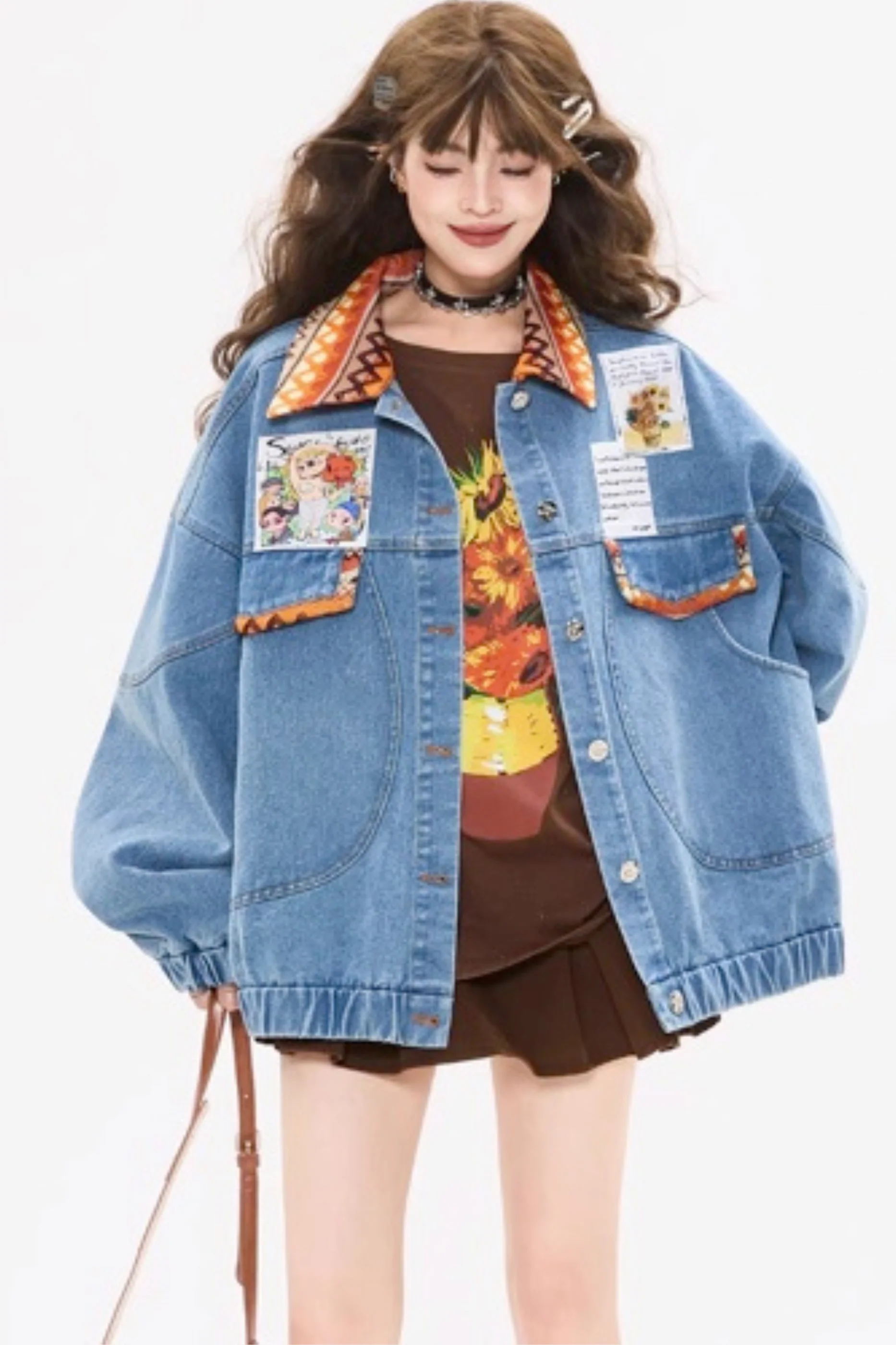 Back Ribbon Loose Denim Jacket - Image 2